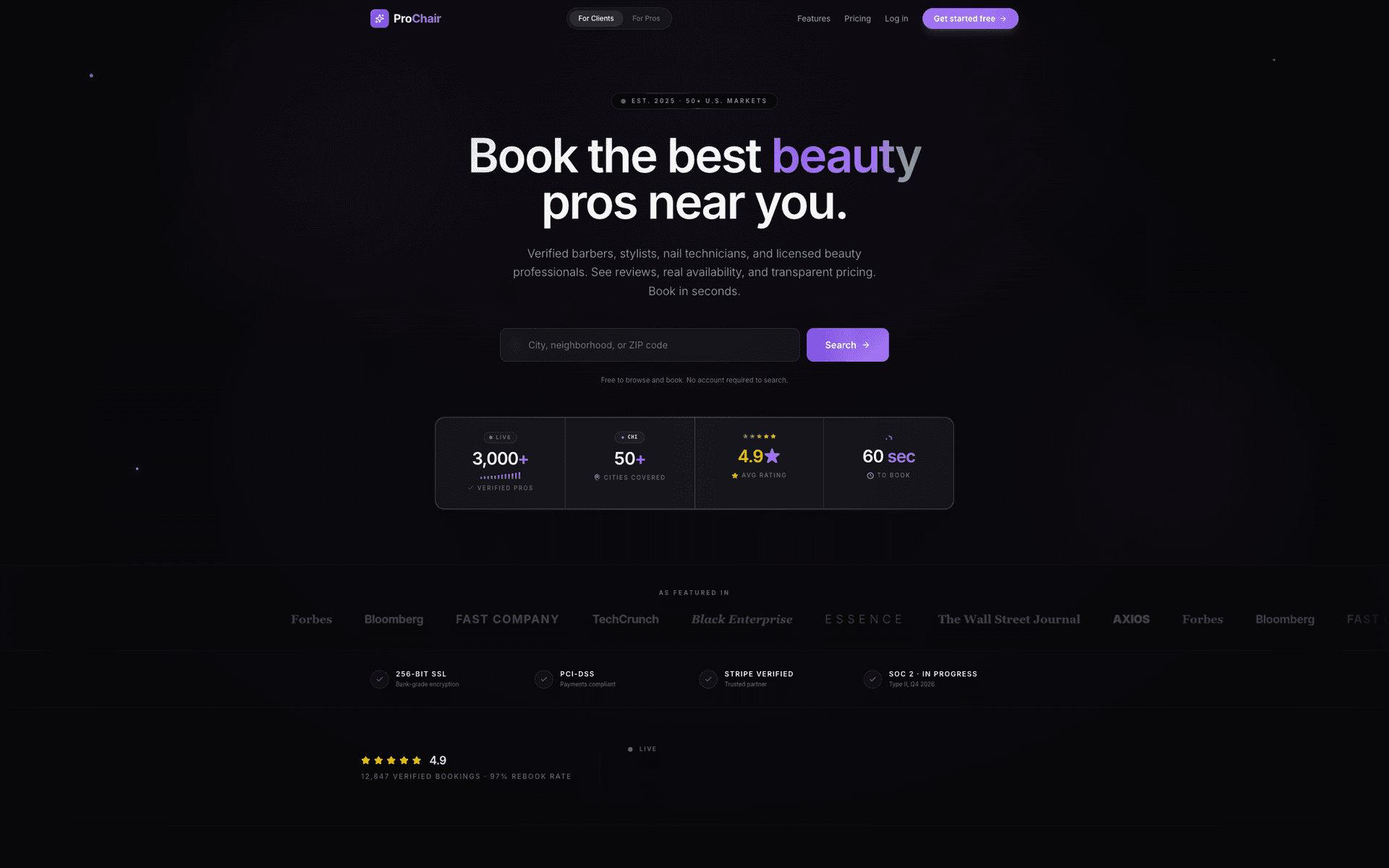ProChair hero — Book the best beauty pros near you