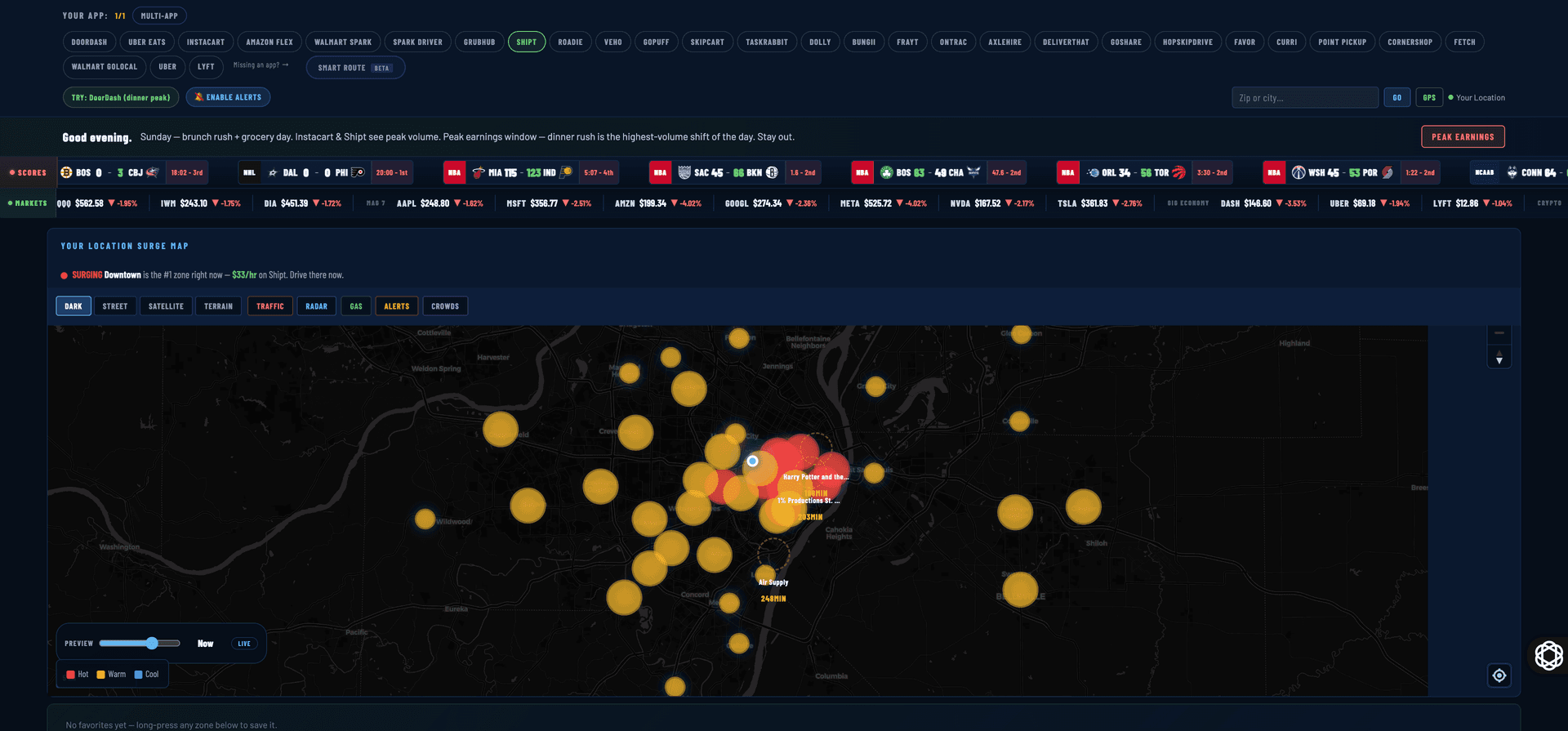 Pulse market dashboard with live heatmap and market tickers