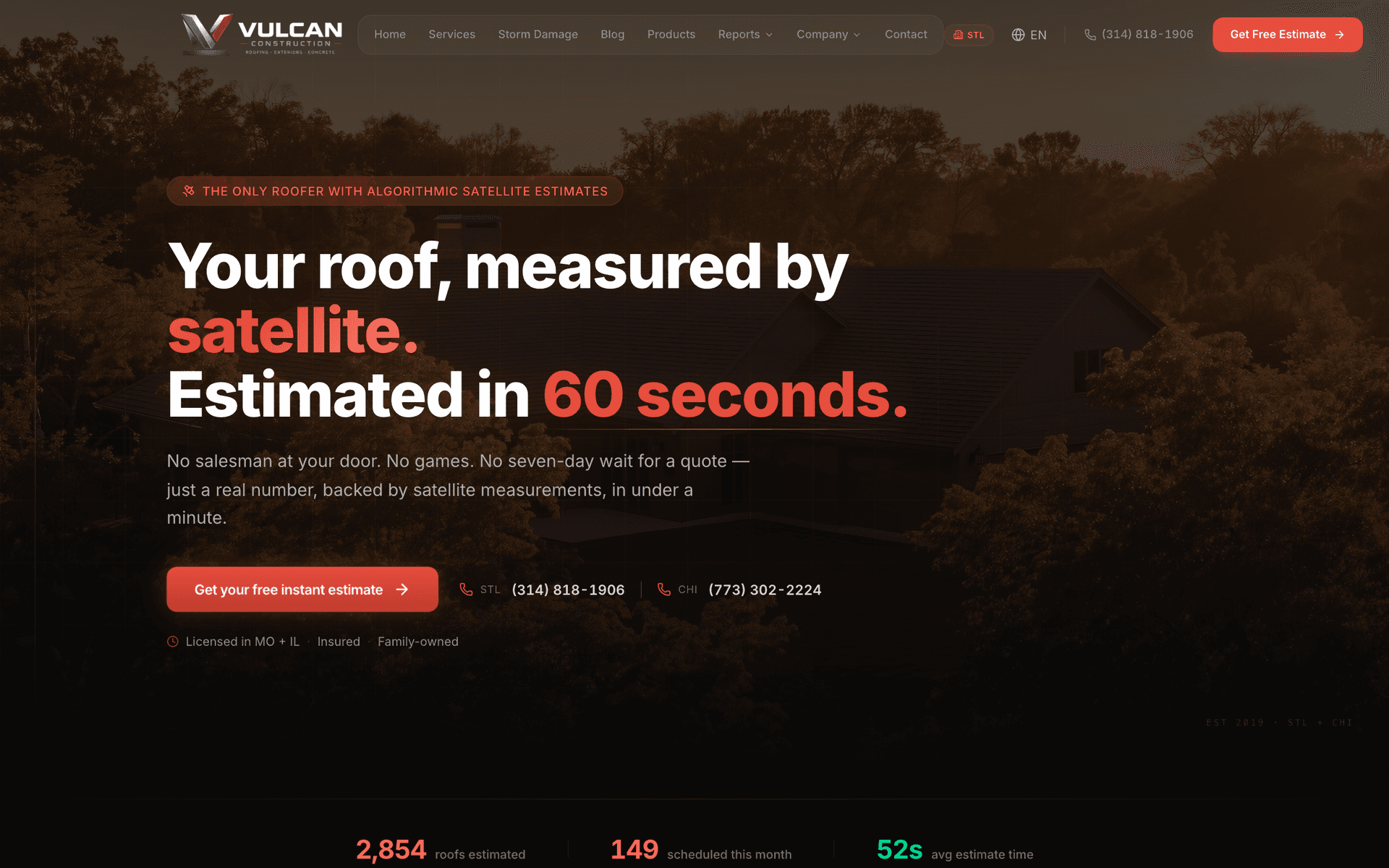 Vulcan Construction — your roof, measured by satellite, estimated in 60 seconds