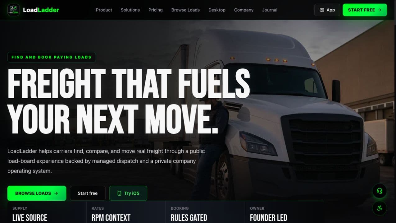 LoadLadder live freight discovery and dispatch platform