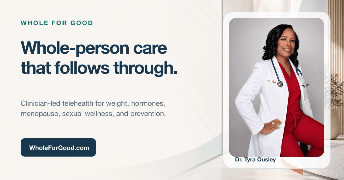 Whole for Good whole-person telehealth landing page